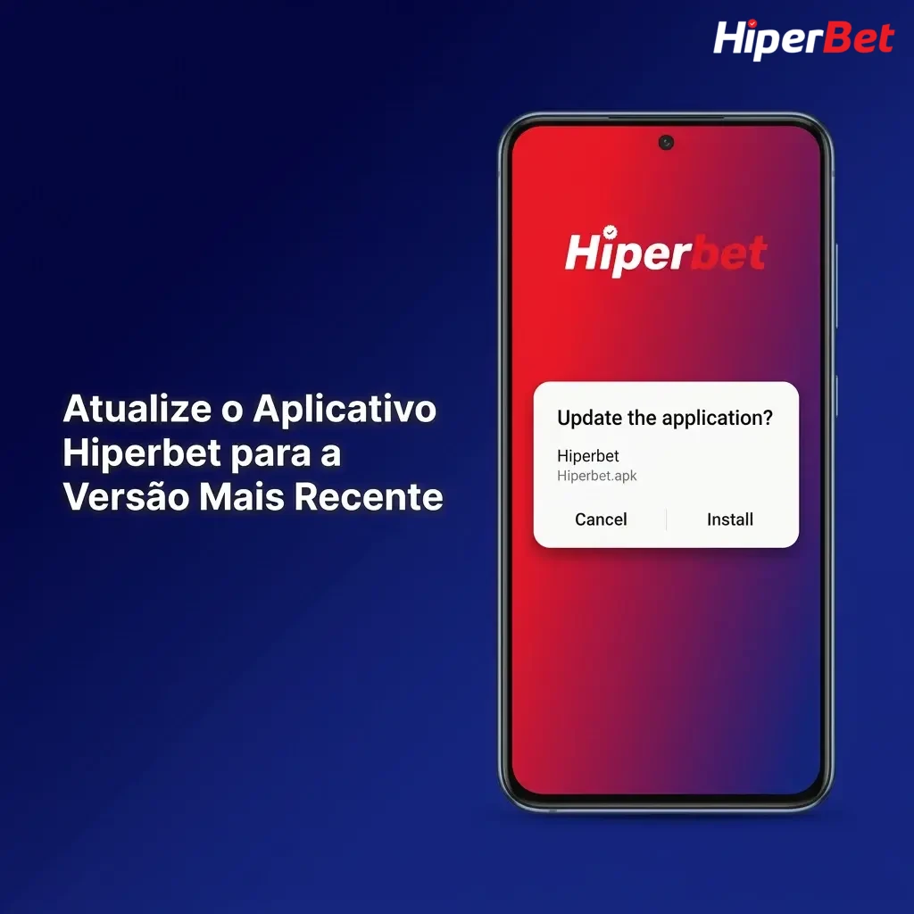 Hands updating the Hiperbet Android app to the latest version on a smartphone screen
